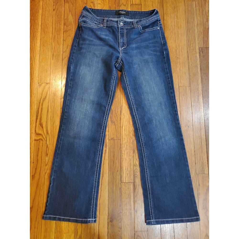 Nine West Jeans Womens 10/29 Bootcut Dark Wash Embroidered‎ Pocket Stretch